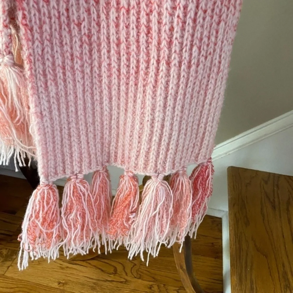 Anthropologie Pink Fringe Cozy Scarf
